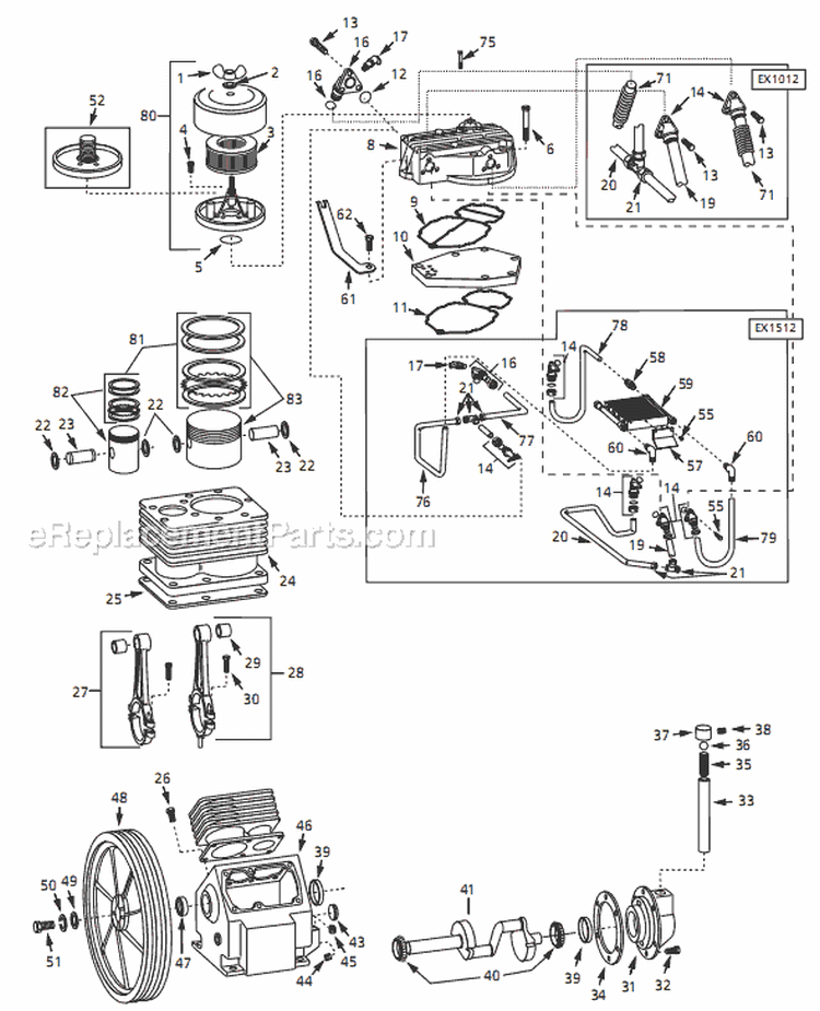 Page B Diagram and Parts List for EX112000 2005 Campbell Hausfeld Compressor